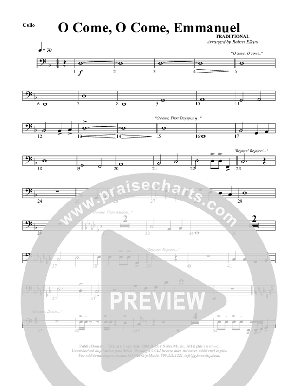 O Come O Come Emmanuel Cello (G3 Worship)