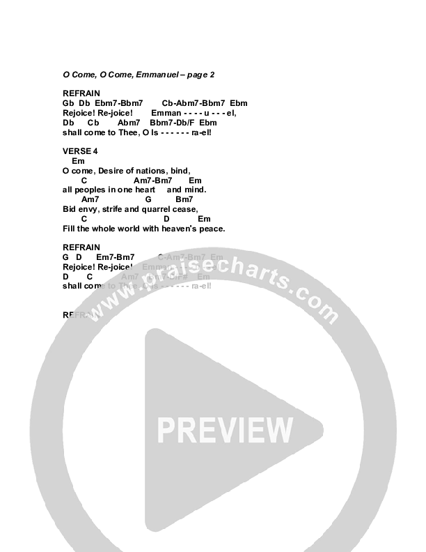 O Come O Come Emmanuel Chord Chart (G3 Worship)