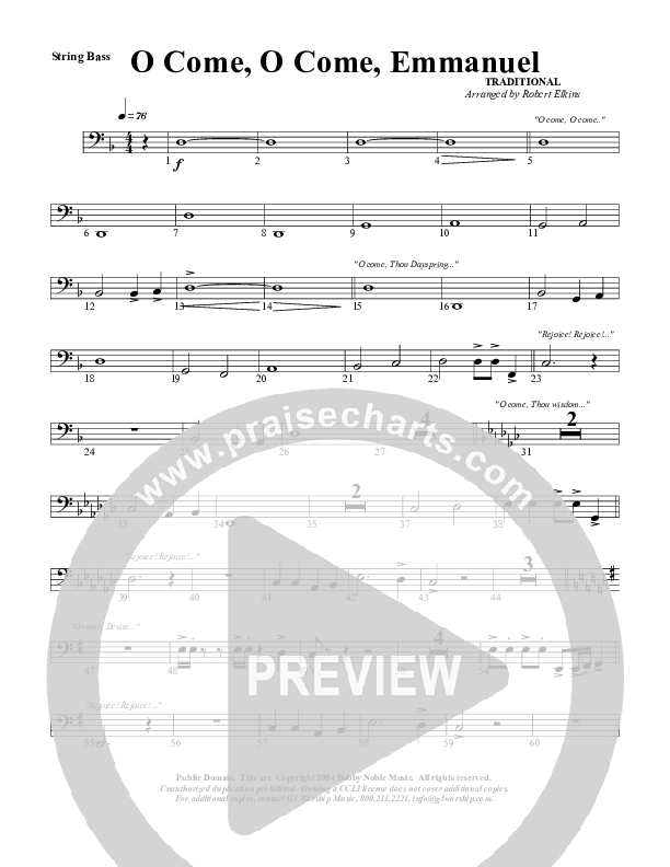 O Come O Come Emmanuel Double Bass (G3 Worship)
