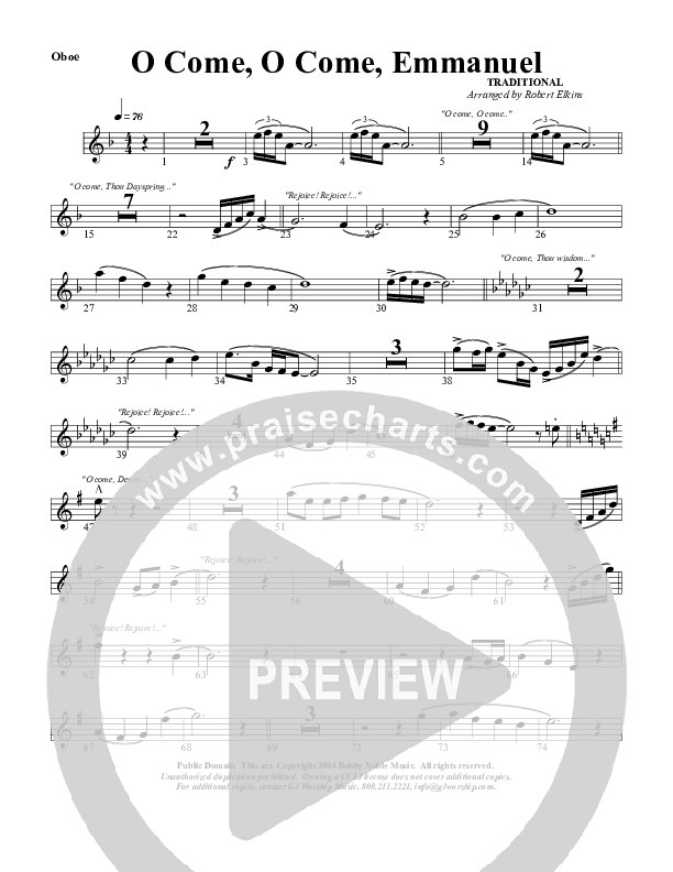 O Come O Come Emmanuel Oboe (G3 Worship)
