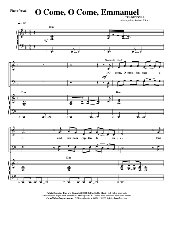 O Come O Come Emmanuel Lead & Piano (G3 Worship)