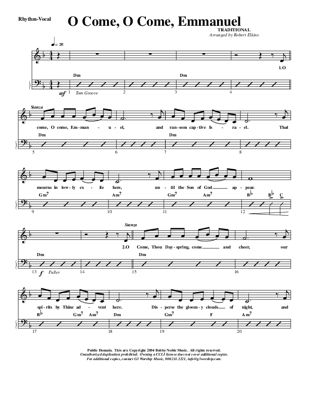 O Come O Come Emmanuel Rhythm/Vocal (G3 Worship)