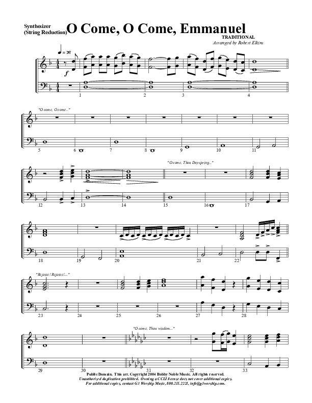 O Come O Come Emmanuel Synth Strings (G3 Worship)