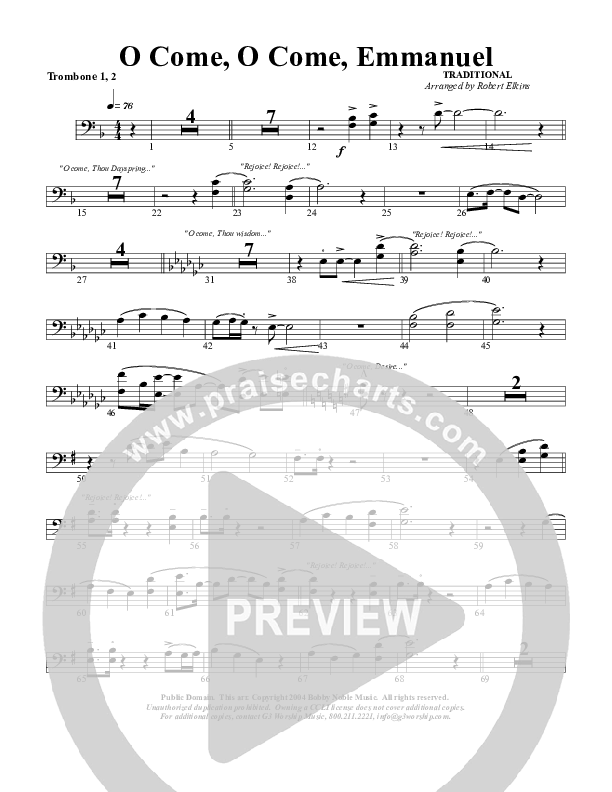 O Come O Come Emmanuel Trombone 1/2 (G3 Worship)