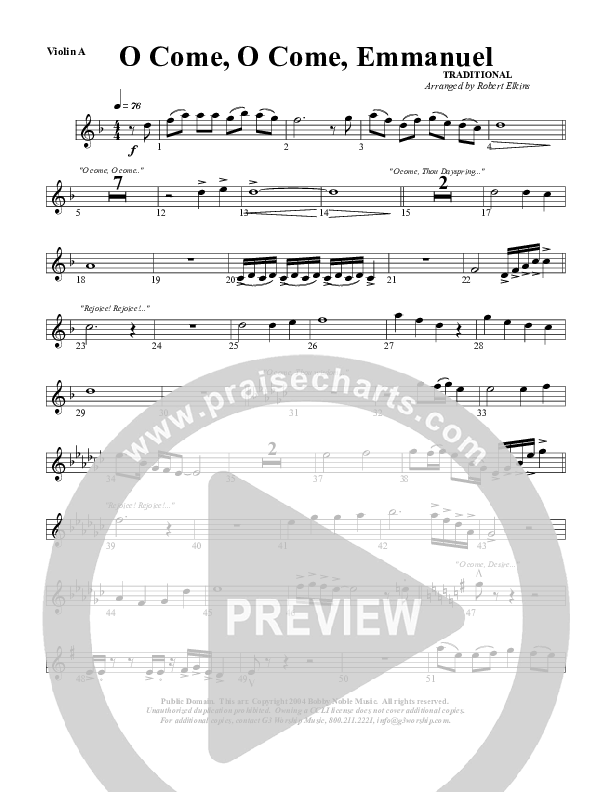 O Come O Come Emmanuel Violin 1 (G3 Worship)