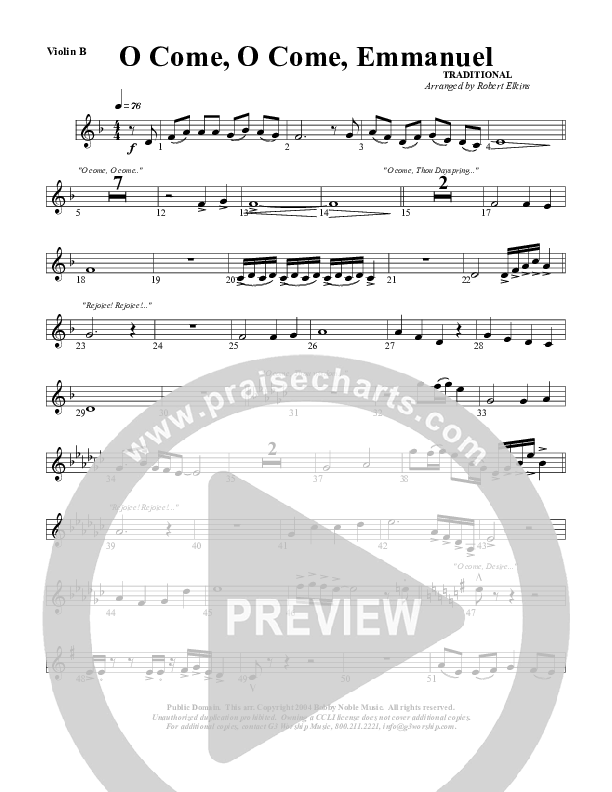 O Come O Come Emmanuel Violin 2 (G3 Worship)