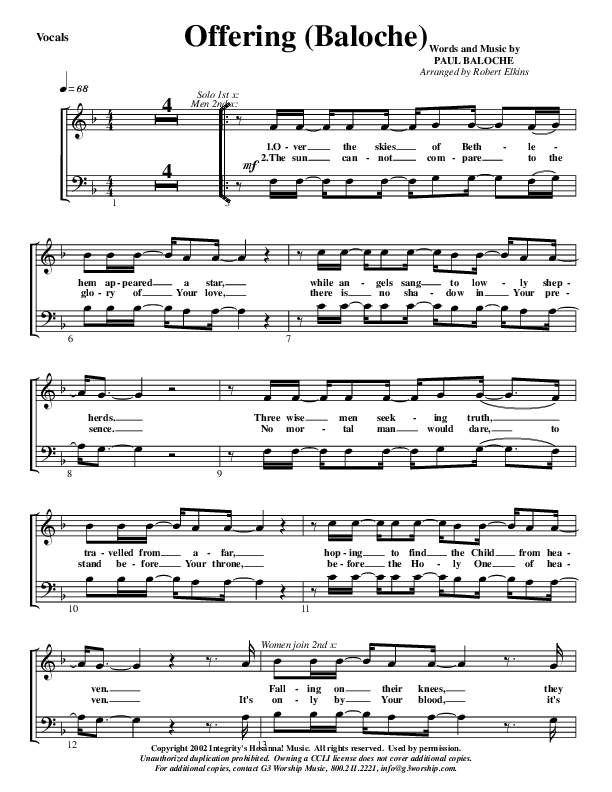 Offering Choir Sheet (G3 Worship)