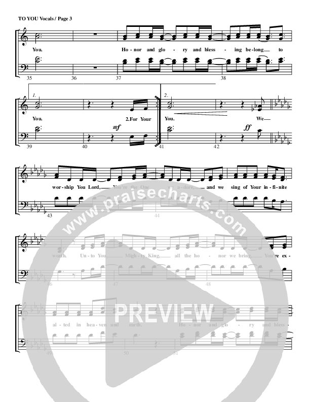 To You Choir Sheet (G3 Worship)