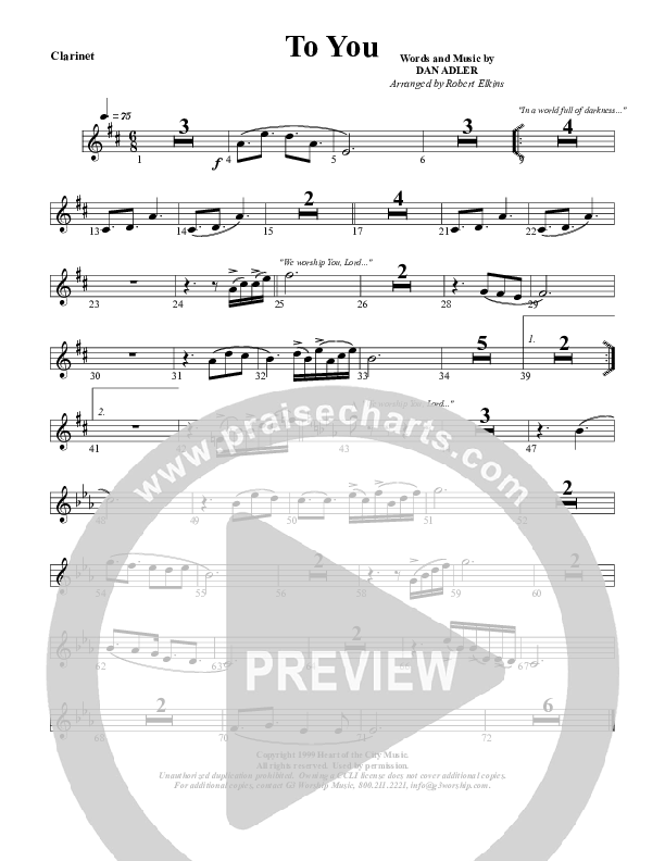 To You Clarinet (G3 Worship)