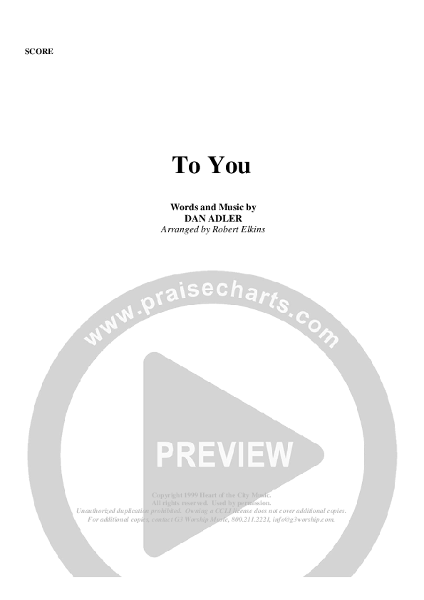 To You Cover Sheet (G3 Worship)