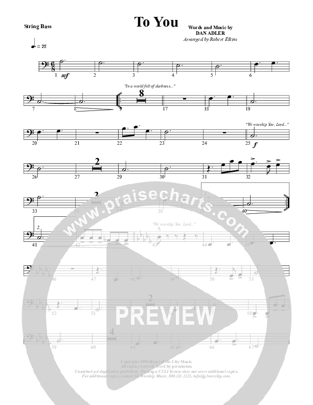 To You Double Bass (G3 Worship)