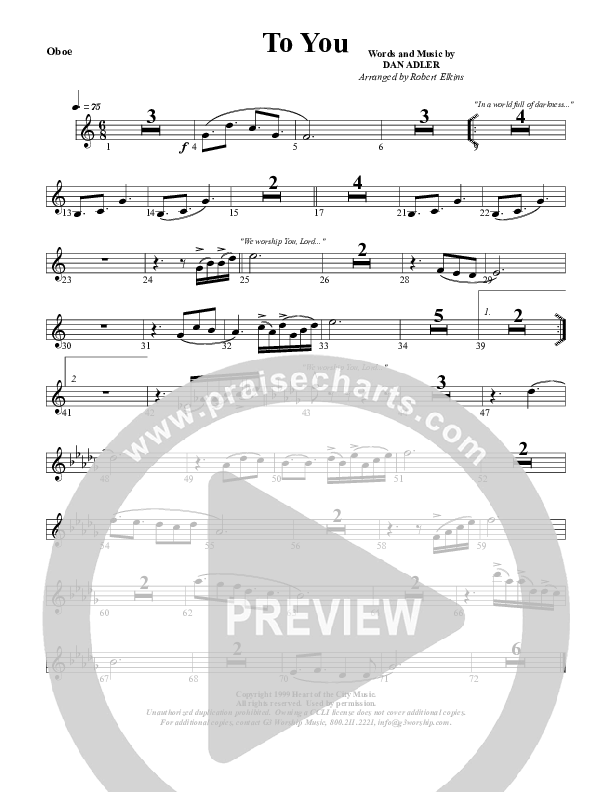 To You Oboe (G3 Worship)