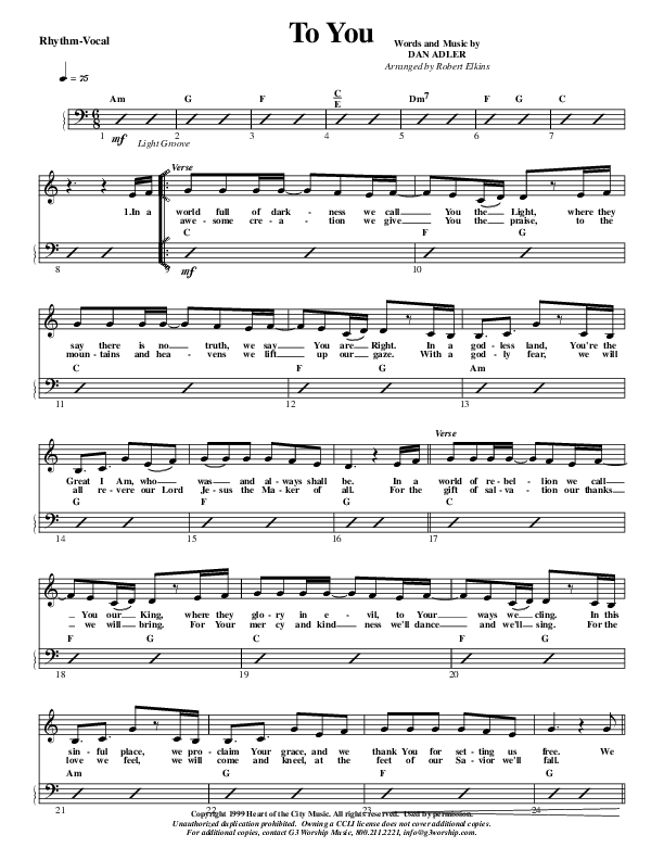 To You Rhythm/Vocal (G3 Worship)