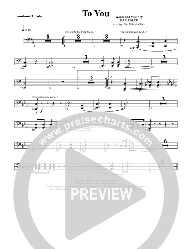 To You Trombone 3/Tuba (G3 Worship)