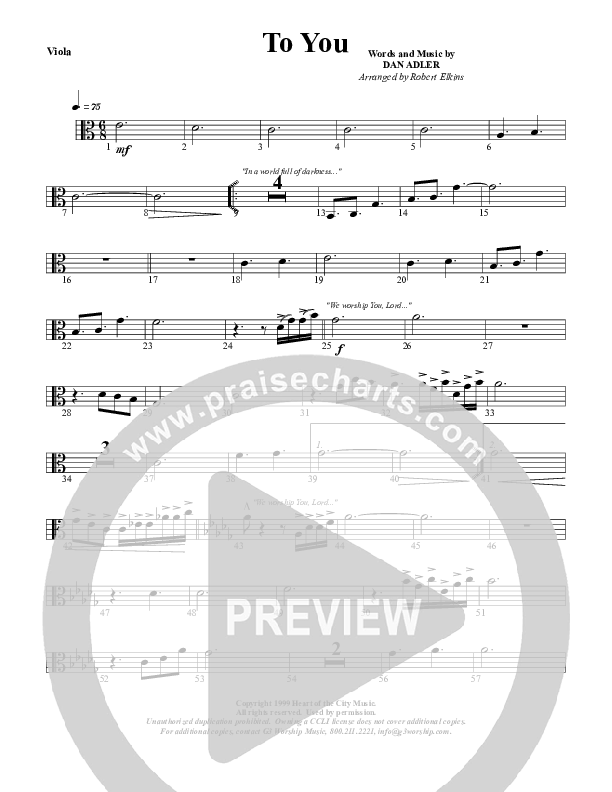 To You Viola (G3 Worship)