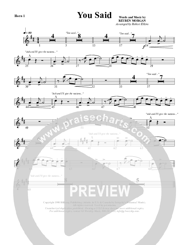 You Said French Horn 1 (G3 Worship)