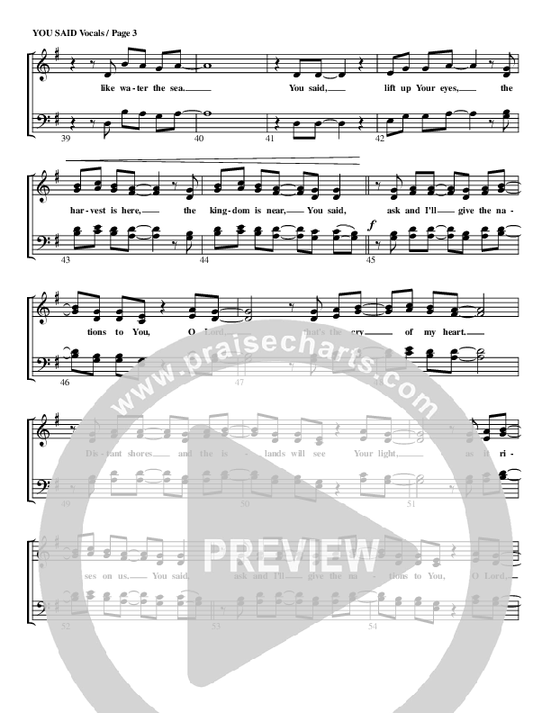 You Said Piano/Vocal (SATB) (G3 Worship)