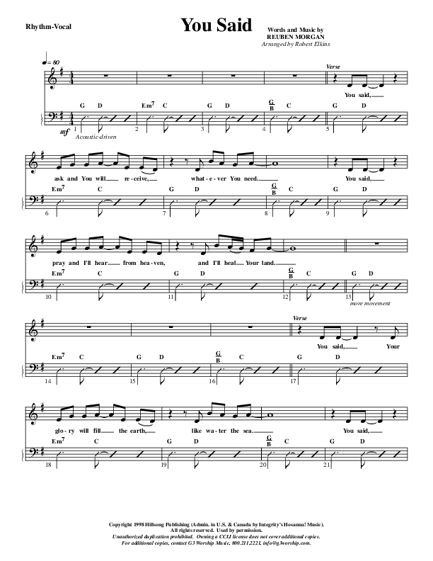 You Said Rhythm/Vocal (G3 Worship)