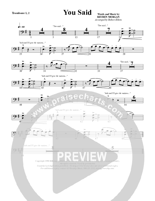You Said Trombone 1/2 (G3 Worship)