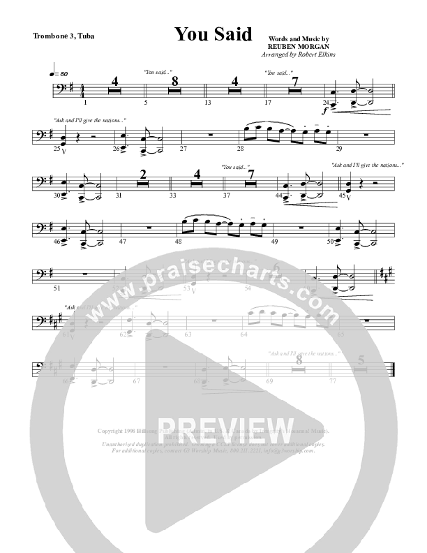 You Said Trombone 3/Tuba (G3 Worship)