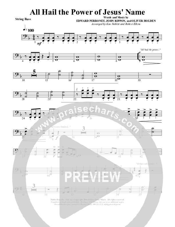 All Hail The Power Of Jesus Name Double Bass (G3 Worship)