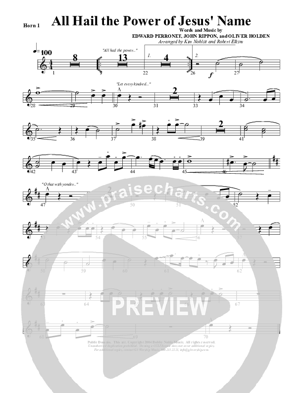 All Hail The Power Of Jesus Name French Horn 1 (G3 Worship)