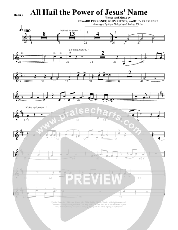 All Hail The Power Of Jesus Name French Horn 2 (G3 Worship)