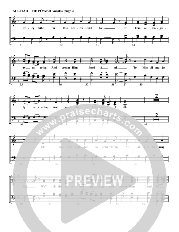 All Hail The Power Of Jesus Name Lead Sheet (G3 Worship)