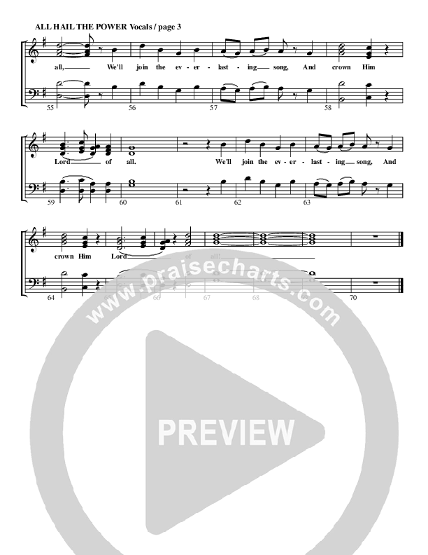 All Hail The Power Of Jesus Name Lead Sheet (G3 Worship)