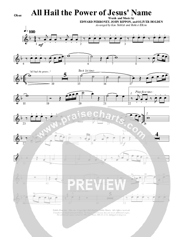 All Hail The Power Of Jesus Name Oboe (G3 Worship)
