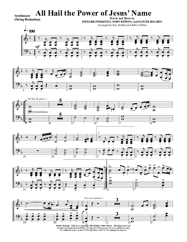 All Hail The Power Of Jesus Name Synth Strings (G3 Worship)