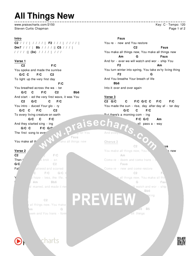 All Things New Chords & Lyrics (Steven Curtis Chapman)