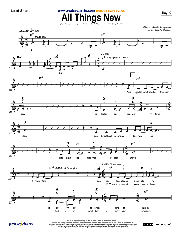 All Things New Lead Sheet (Steven Curtis Chapman)