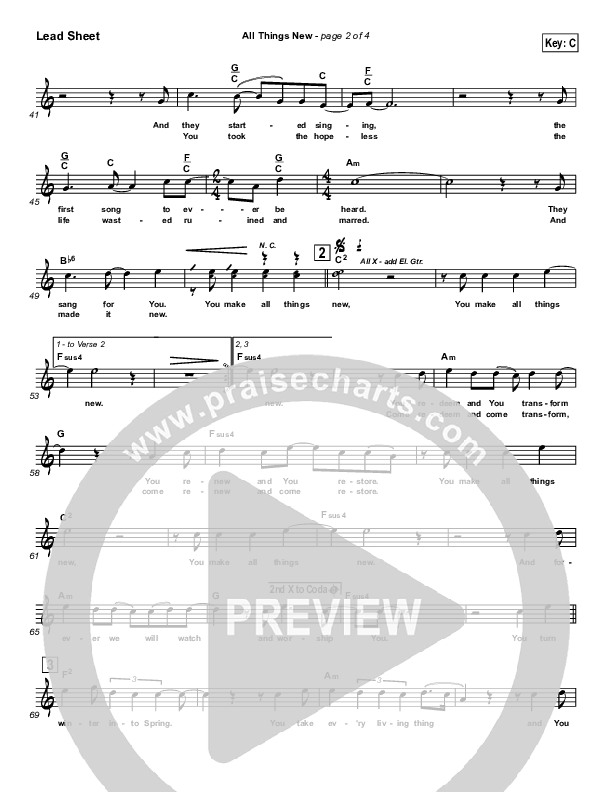 All Things New Lead Sheet (Steven Curtis Chapman)