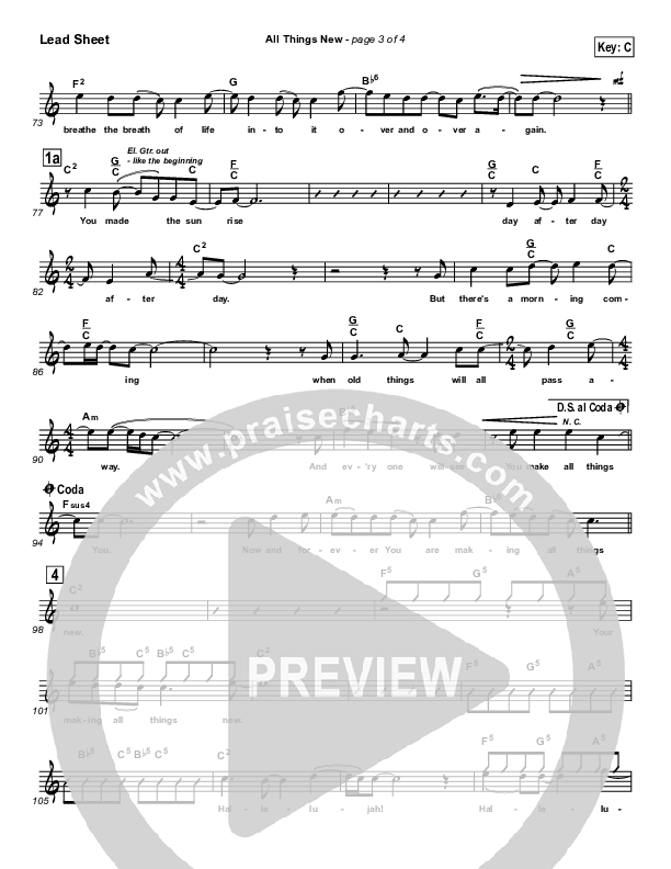 All Things New Lead Sheet (Steven Curtis Chapman)