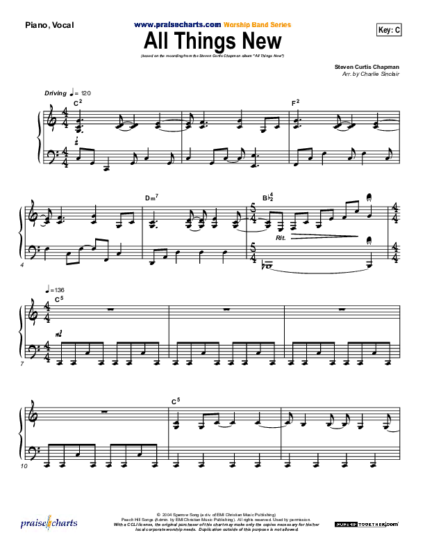 All Things New Piano/Vocal & Lead (Steven Curtis Chapman)