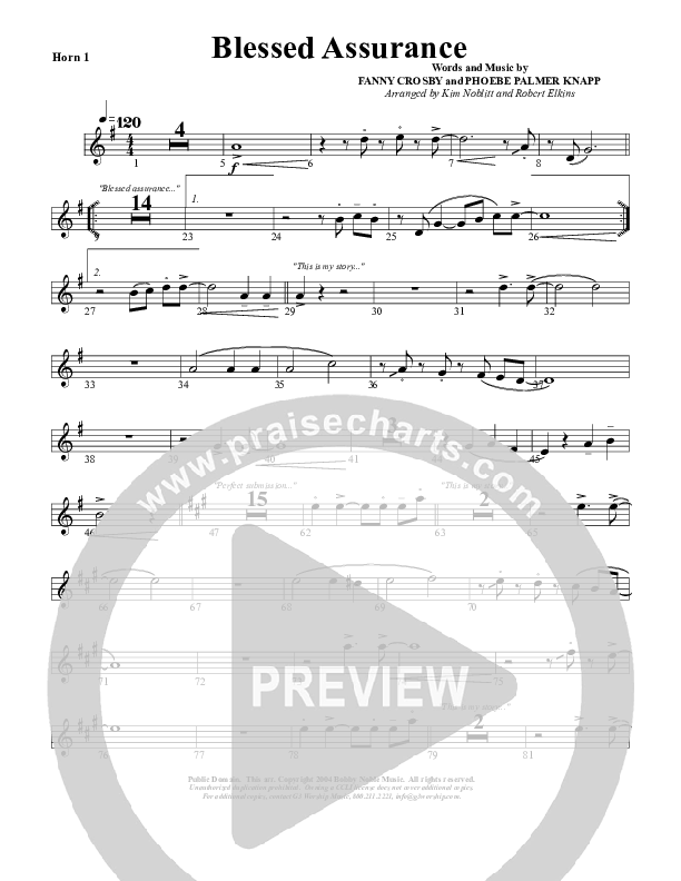 Blessed Assurance French Horn 1 (G3 Worship)