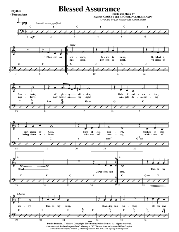 Blessed Assurance Rhythm Chart (G3 Worship)