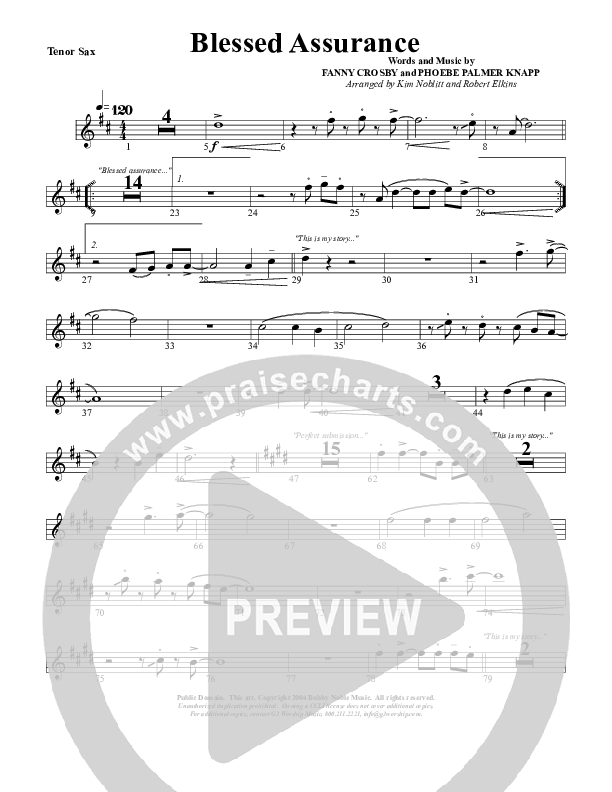 Blessed Assurance Tenor Sax 2 (G3 Worship)