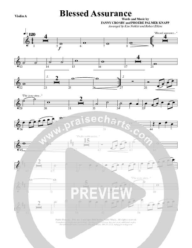 Blessed Assurance Violin 1 (G3 Worship)