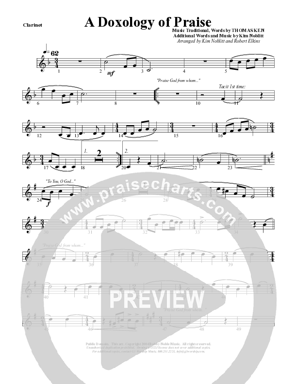 A Doxology Of Praise Clarinet (G3 Worship)
