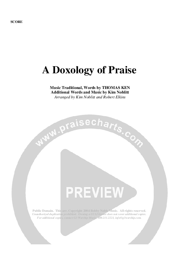 A Doxology Of Praise Cover Sheet (G3 Worship)