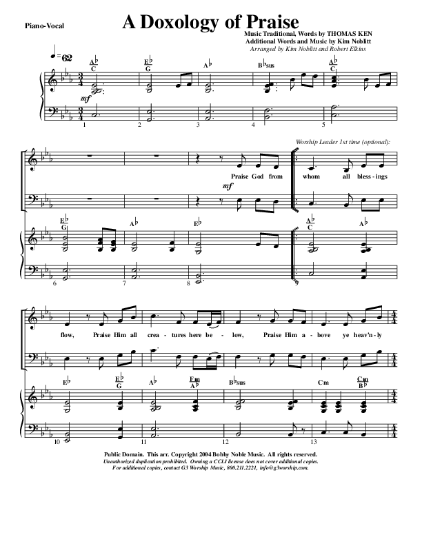 A Doxology Of Praise Lead & Piano (G3 Worship)