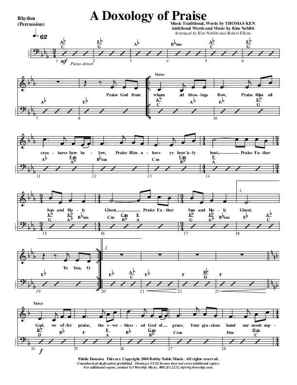 A Doxology Of Praise Rhythm Chart (G3 Worship)