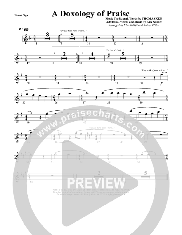A Doxology Of Praise Tenor Sax 2 (G3 Worship)