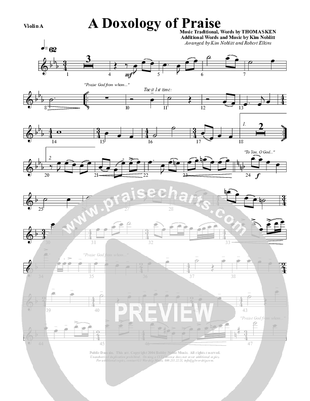 A Doxology Of Praise Violin 1 (G3 Worship)