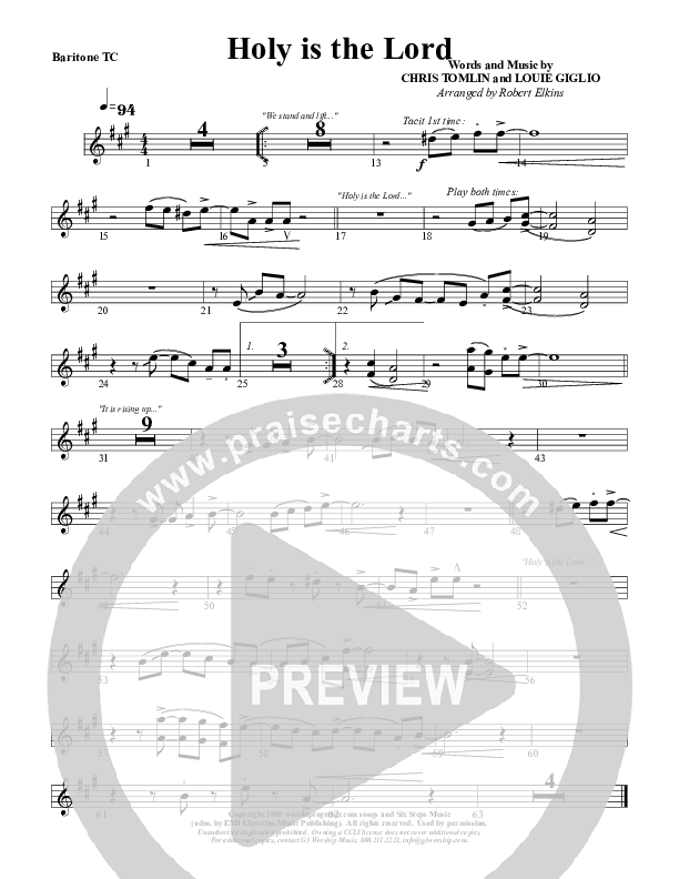 Holy Is The Lord Bari Sax (G3 Worship)