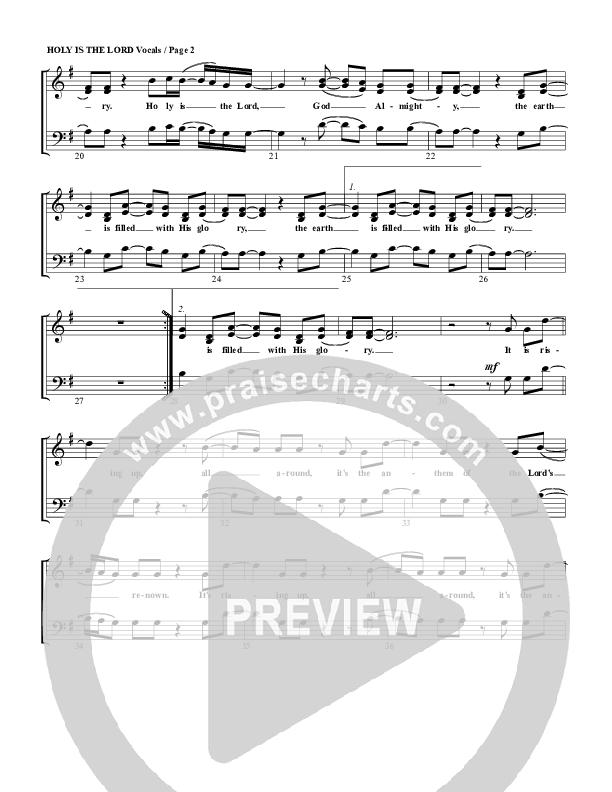 Holy Is The Lord Choir Sheet (G3 Worship)