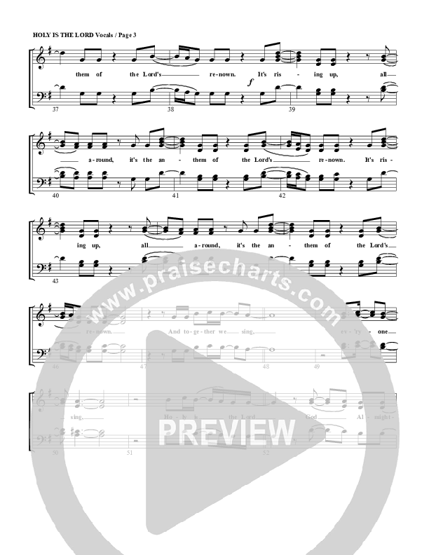 Holy Is The Lord Choir Sheet (G3 Worship)