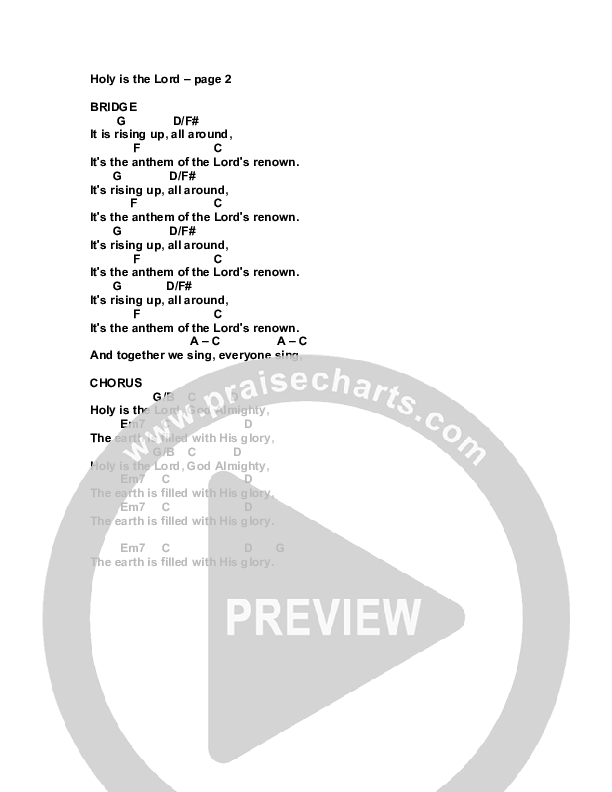 Holy Is The Lord Chords & Lyrics (G3 Worship)